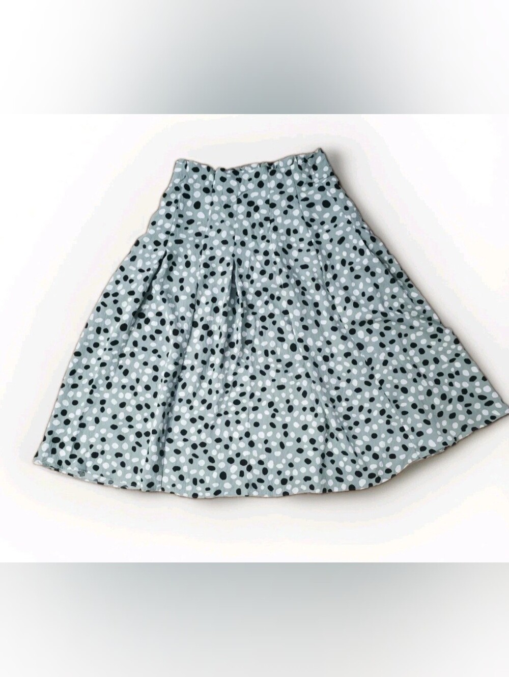 Women’s Gray Black White Spotted Pleated Midi Skirt
